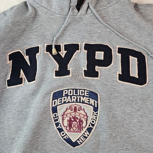 NYPD Hoodie Men’s Large Gray Made in Korea NYC Police Blue Lives New York - Picture 5 of 11